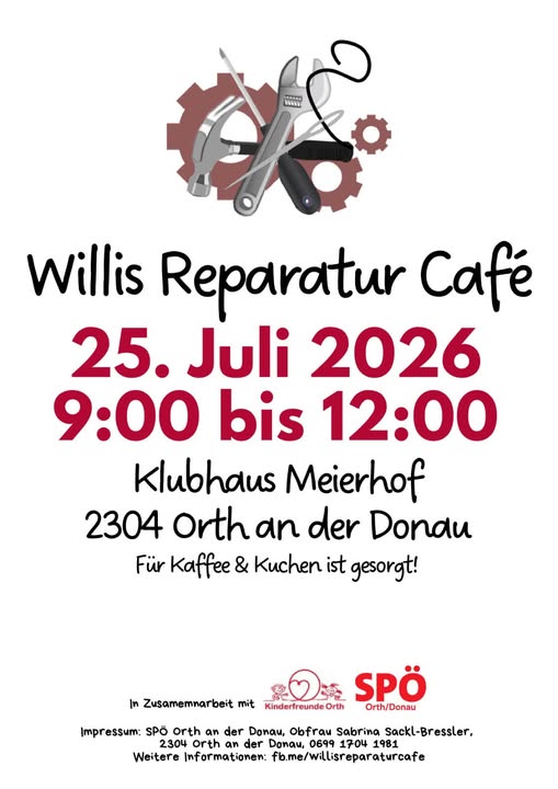 Willis Reparatur Café lädt zum gemeinsamen Reparieren nach Orth an der Donau ein