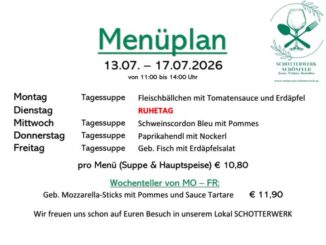 Mittagsmenü KW29 im Schotterwerk Schönfeld