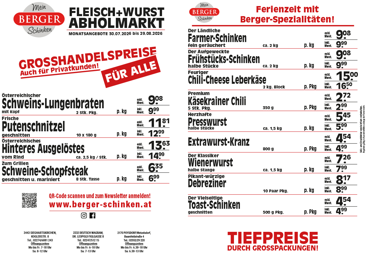 Fleischwaren Berger – Monatsangebote